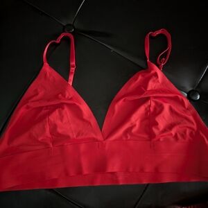 Red Seamless Triangle Bra with Adjustable Straps